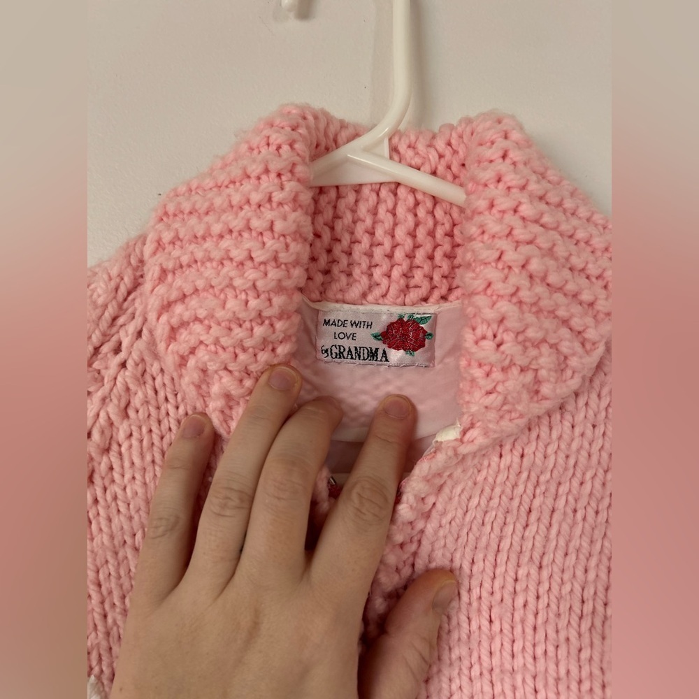 Vintage Child's Cowichan-Style Handknit Kitty- Button Up Handmade Sweater - Picture 6 of 7